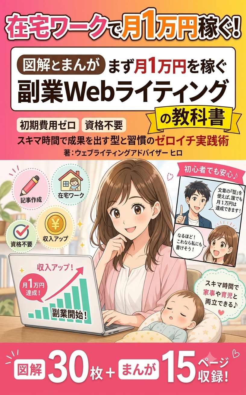 図解とまんが まず月1万円を稼ぐ副業Webライティングの教科書 表紙
